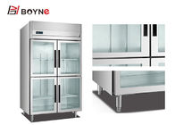 Upright Industrial Catering Fridge Stainless Steel Kitchen Display Four Glass Door