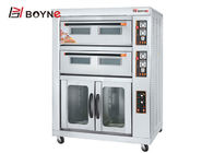 Commercial Bakery Kitchen Equipment Stainless Steel Two Deck Four Trays Gas Oven With Proofer