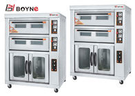 Commercial Bakery Kitchen Equipment Stainless Steel Two Deck Four Trays Gas Oven With Proofer
