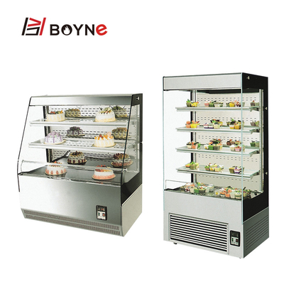 Single Sided Open Three Tier Cake Display Case LED Indoor Lighting use in the market