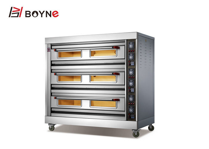 High Temperature 304 Industrial Baking Oven 3 Deck 9 Trays